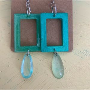 Square Tear Drop shaped, earrings. Resin SOLD